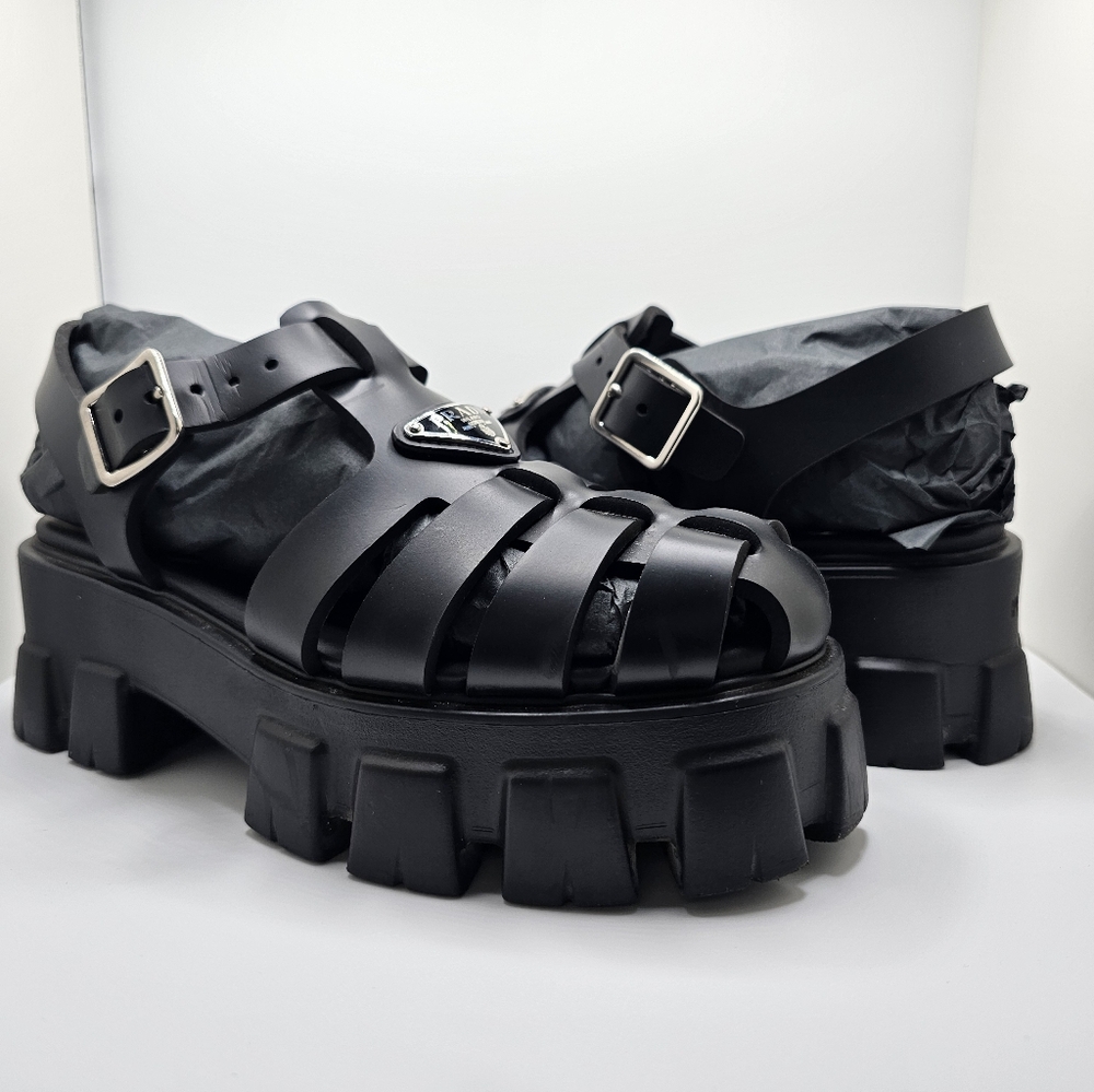 Prada Black Platform Gladiator Sandals